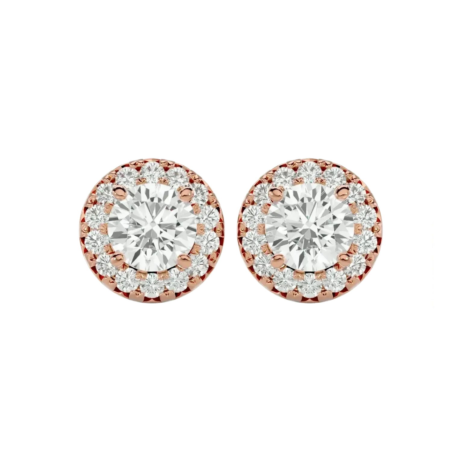 Sirius Round Stud Earrings - Rose Gold - Ice Dazzle - VVX™ Diamond - Solitaire Earrings