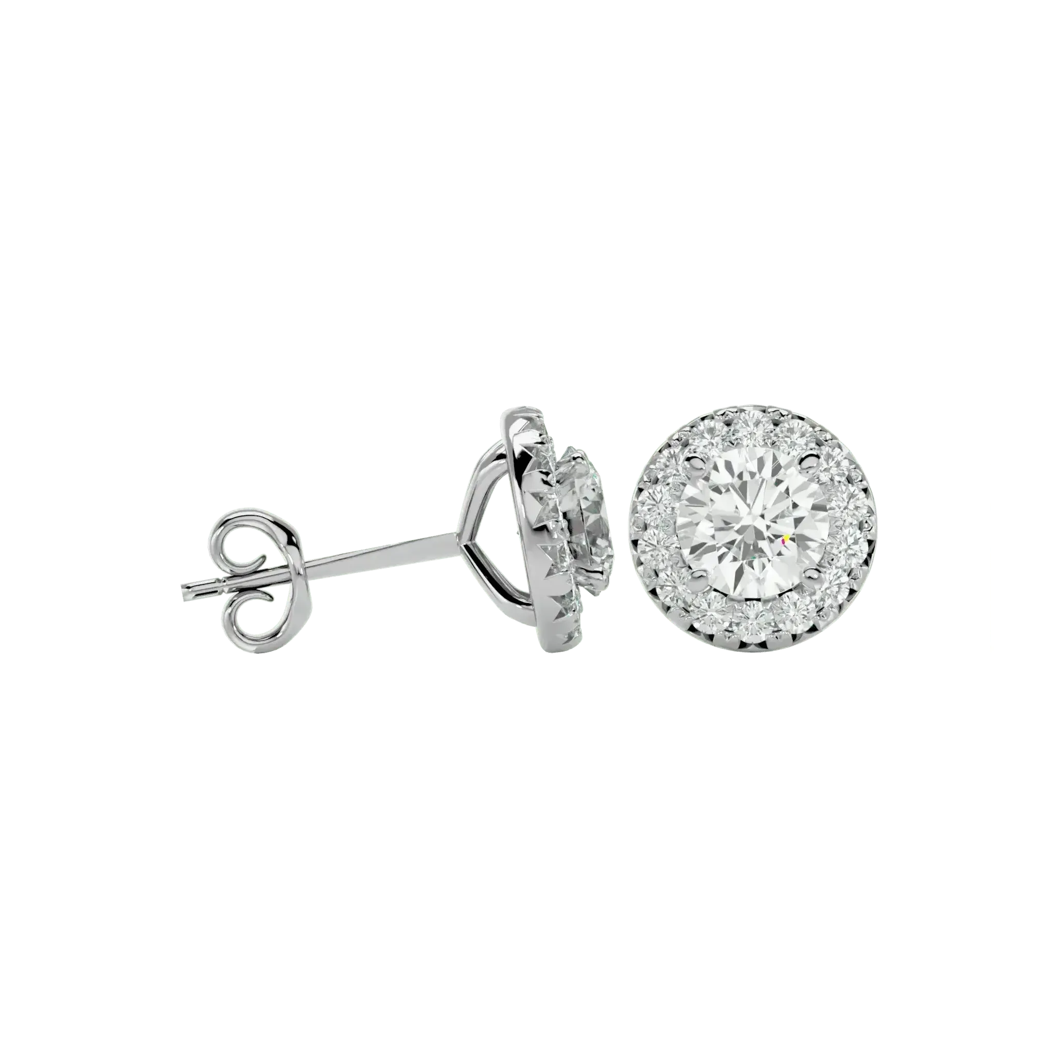 Sirius Round Stud Earrings - White Gold - Ice Dazzle - VVX™ Diamond - Solitaire Earrings