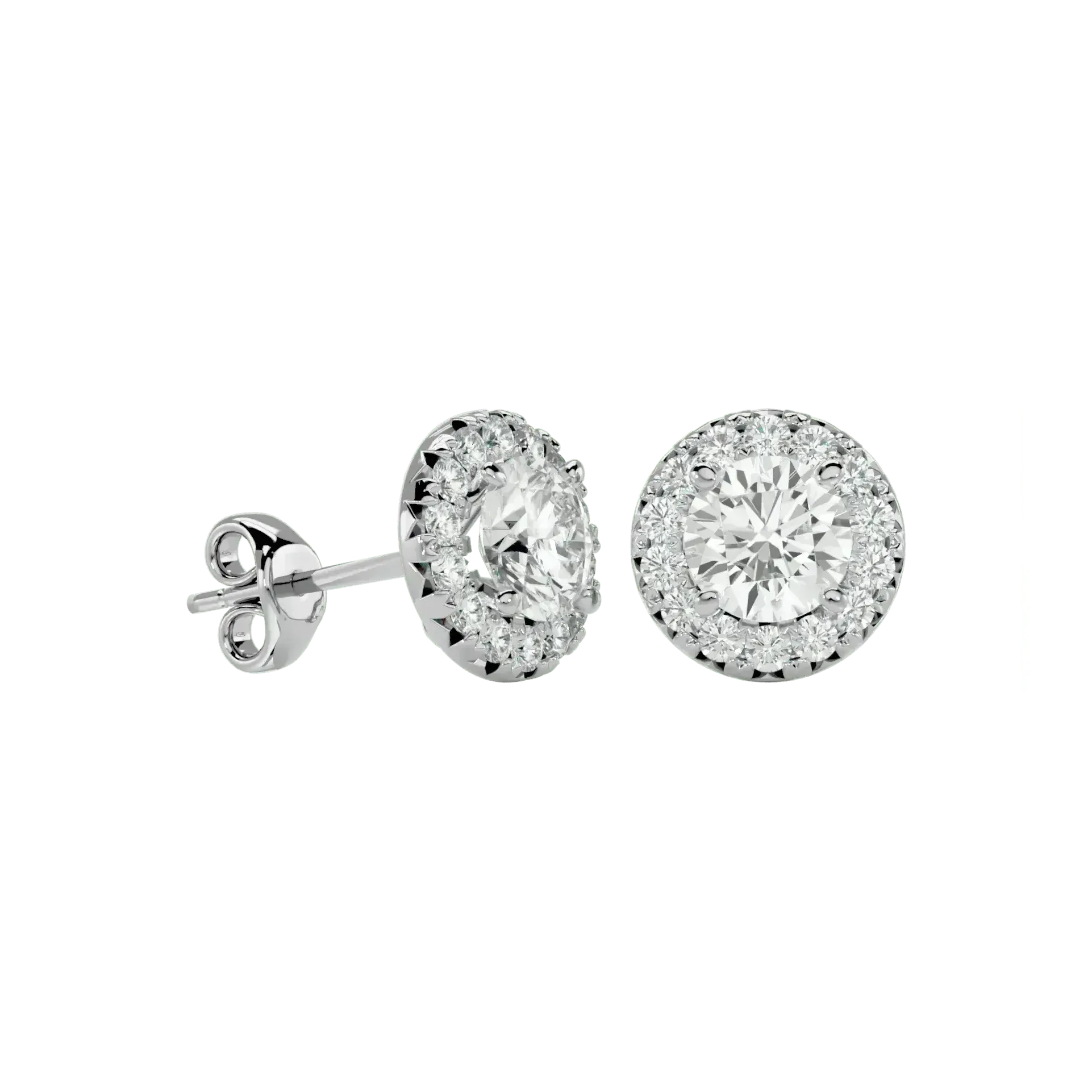 Sirius Round Stud Earrings - White Gold - Ice Dazzle - VVX™ Diamond - Solitaire Earrings