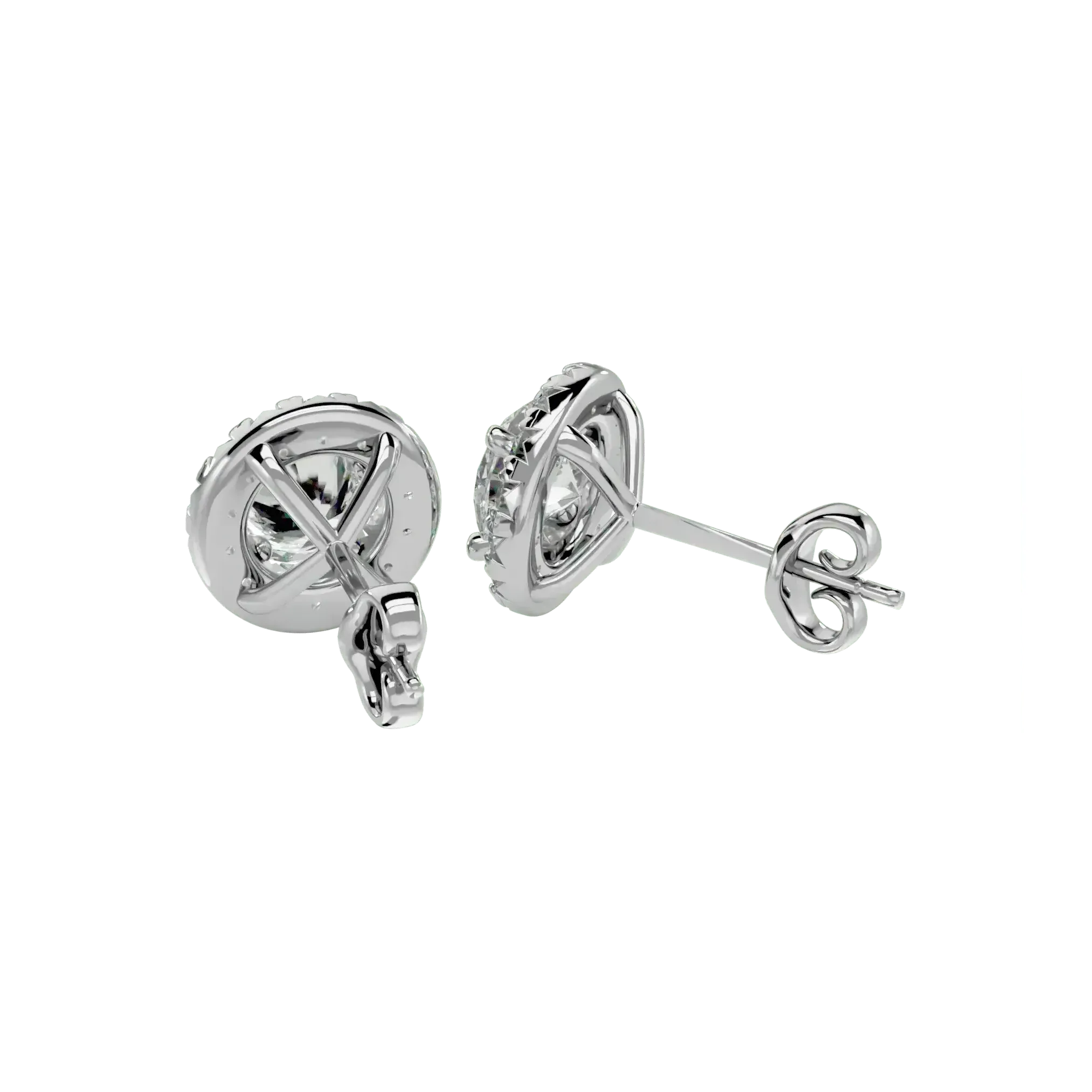 Sirius Round Stud Earrings - White Gold - Ice Dazzle - VVX™ Diamond - Solitaire Earrings