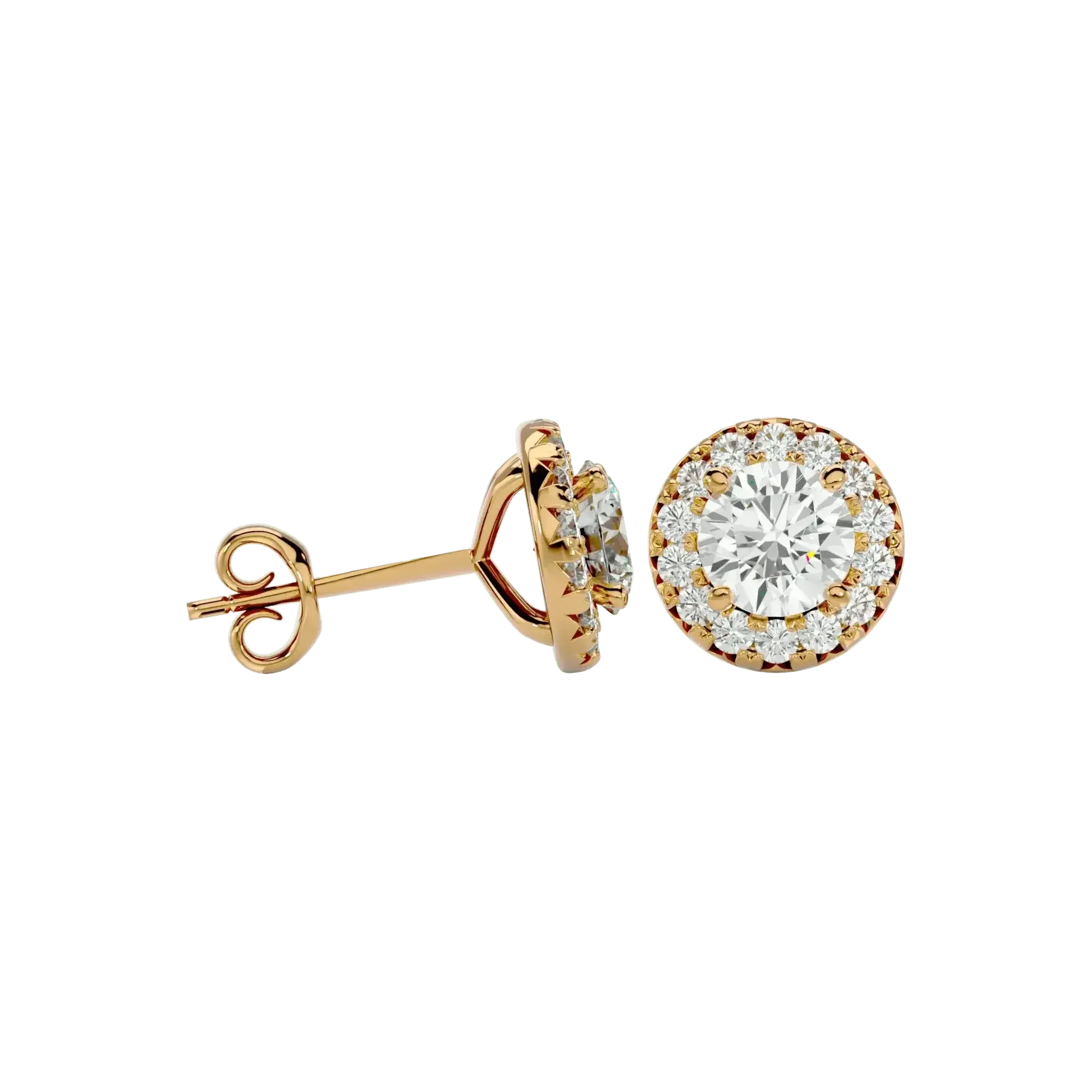 Sirius Round Stud Earrings - Yellow Gold - Ice Dazzle - VVX™ Diamond - Solitaire Earrings