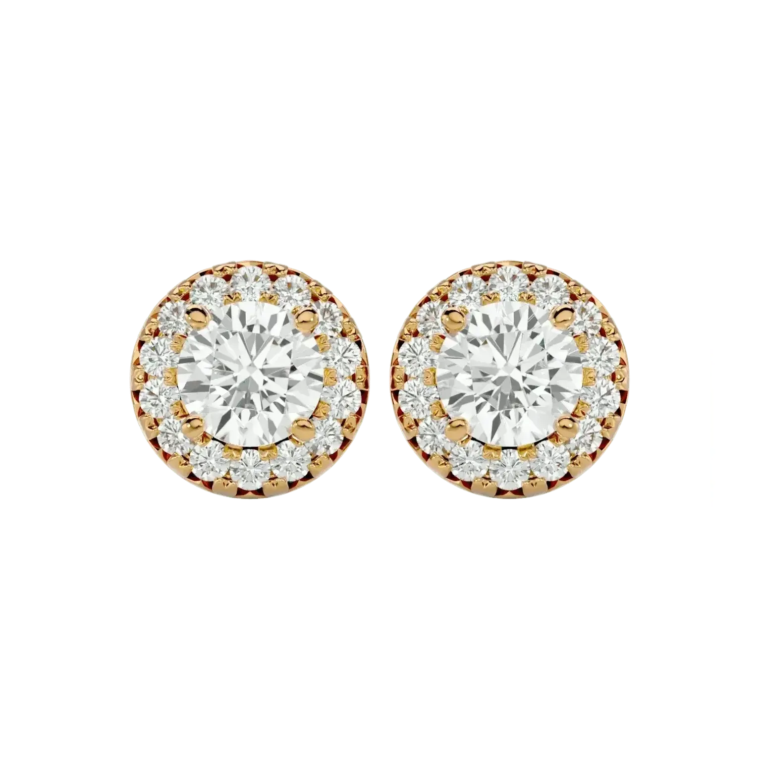 Sirius Round Stud Earrings - Yellow Gold - Ice Dazzle - VVX™ Diamond - Solitaire Earrings