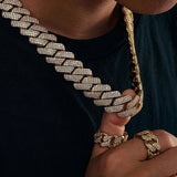 Two Row Cuban Chain Necklace - 20mm - Ice Dazzle - UltraLux™ Moissanite - Cuban Necklace