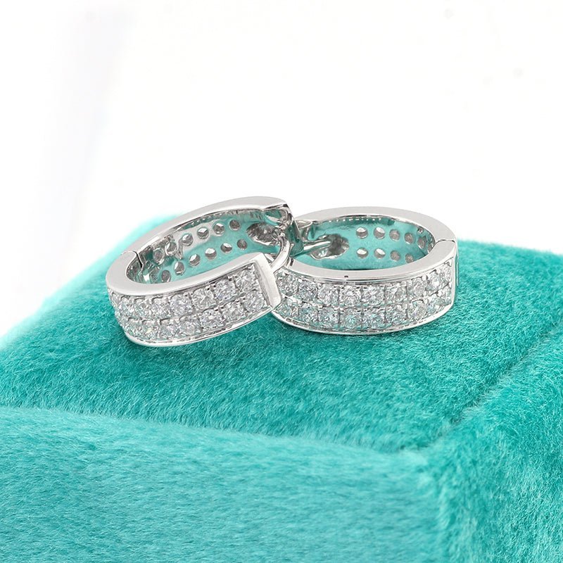 Two - Row Huggie Hoop Earrings - Ice Dazzle - VVX™ Lab Diamond - Hoop Earrings