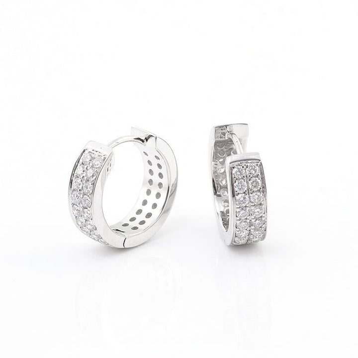 Two - Row Huggie Hoop Earrings - Ice Dazzle - VVX™ Lab Diamond - Hoop Earrings