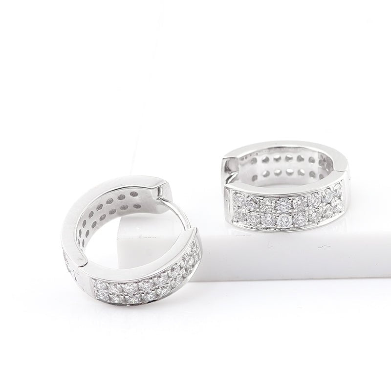 Two - Row Huggie Hoop Earrings - Ice Dazzle - VVX™ Lab Diamond - Hoop Earrings