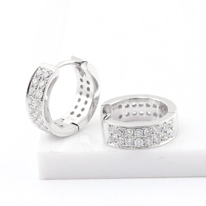 Two - Row Huggie Hoop Earrings - Ice Dazzle - VVX™ Lab Diamond - Hoop Earrings