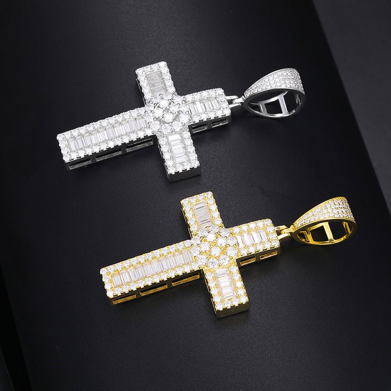 UltraLux™ Divine Brilliance - Baguette Cross Pendant - Ice Dazzle - UltraLux™ Moissanite - Fashion Pendant