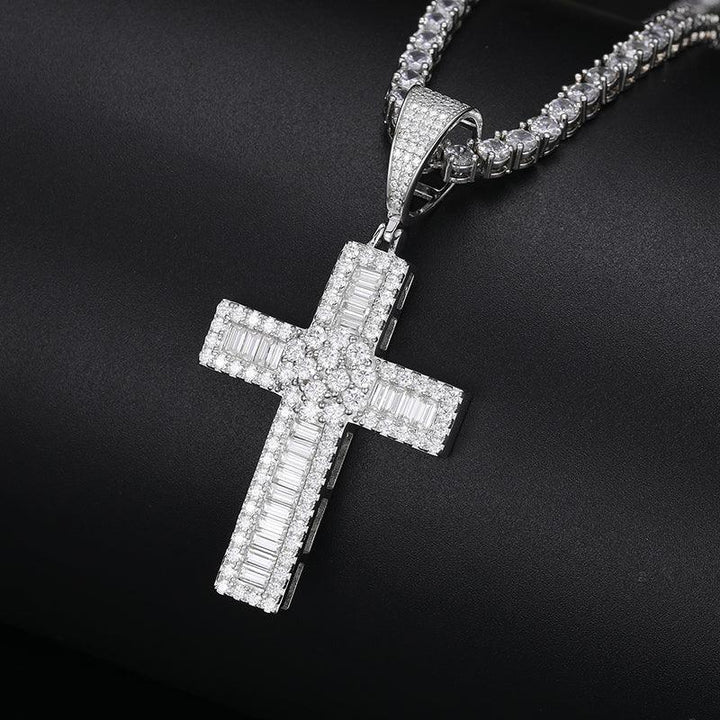 UltraLux™ Divine Brilliance - Baguette Cross Pendant - Ice Dazzle - UltraLux™ Moissanite - Fashion Pendant