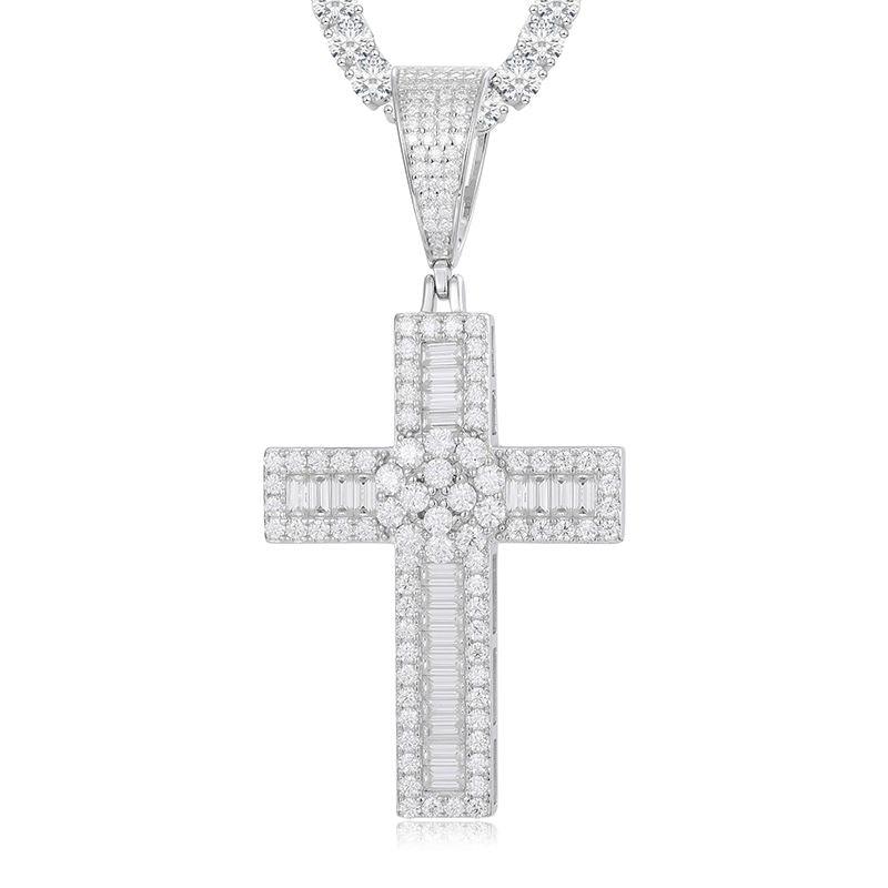 UltraLux™ Divine Brilliance - Baguette Cross Pendant - Ice Dazzle - UltraLux™ Moissanite - Fashion Pendant