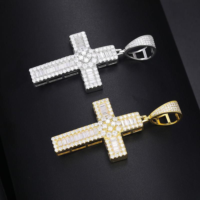 UltraLux™ Divine Brilliance - Baguette Cross Pendant - Ice Dazzle - UltraLux™ Moissanite - Fashion Pendant