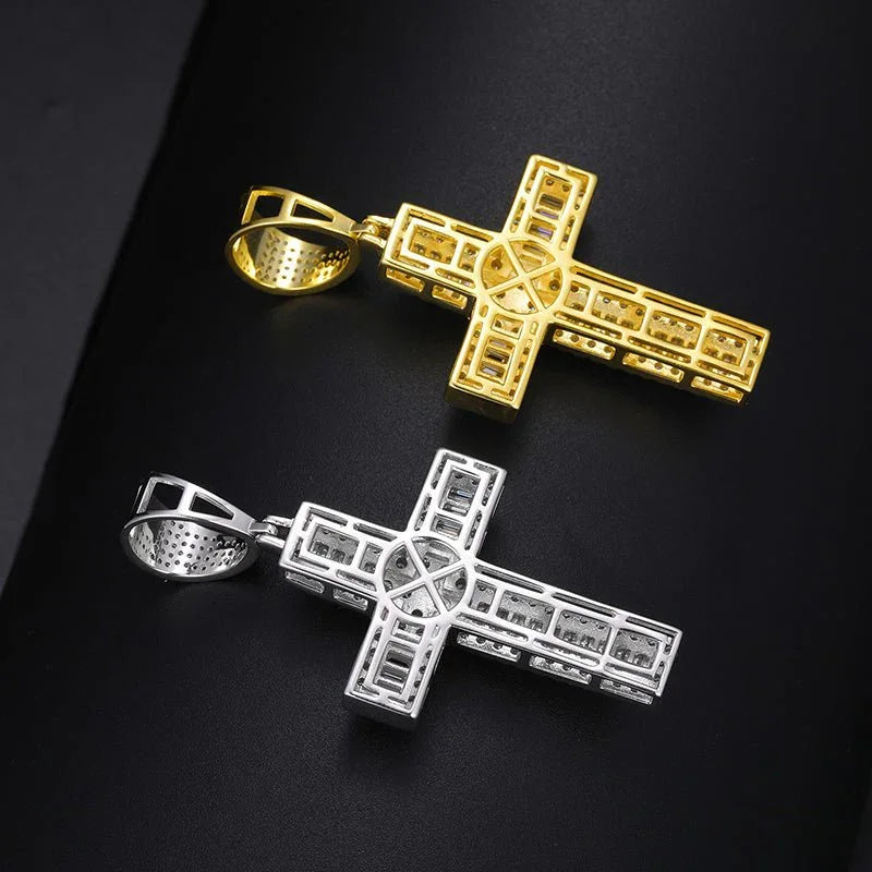UltraLux™ Divine Brilliance - Baguette Cross Pendant - Ice Dazzle - UltraLux™ Moissanite - Fashion Pendant