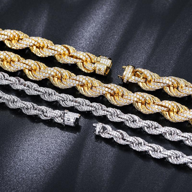 The 14mm frosted rope chain displayed in various lengths and angles