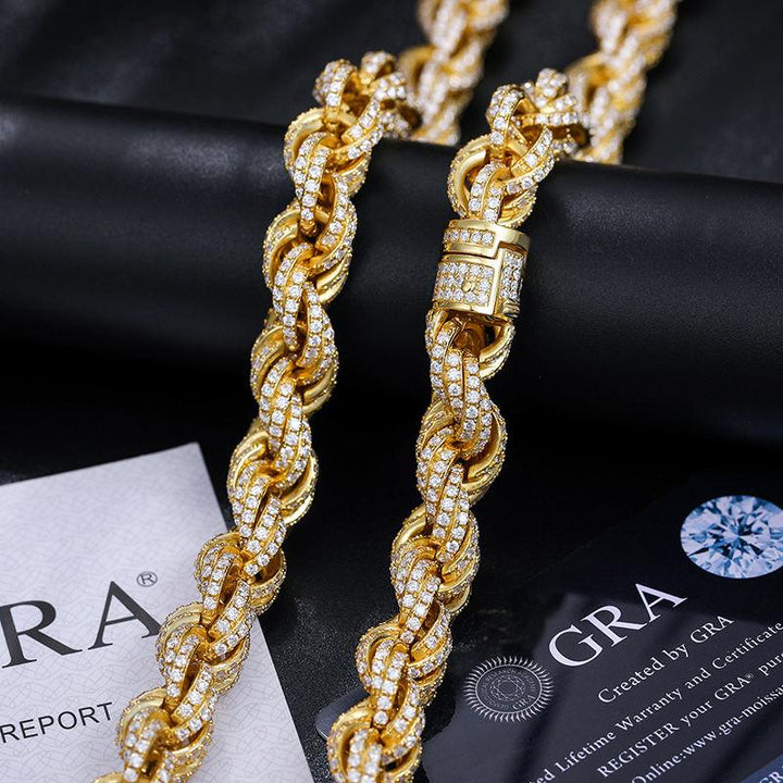 UltraLux™ Moissanite - 14mm Iced Rope Chain - Ice Dazzle - UltraLux™ Moissanite - Rope Chain