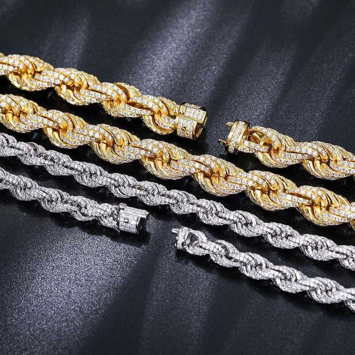 UltraLux™ Moissanite - 14mm Iced Rope Chain - Ice Dazzle - UltraLux™ Moissanite - Rope Chain