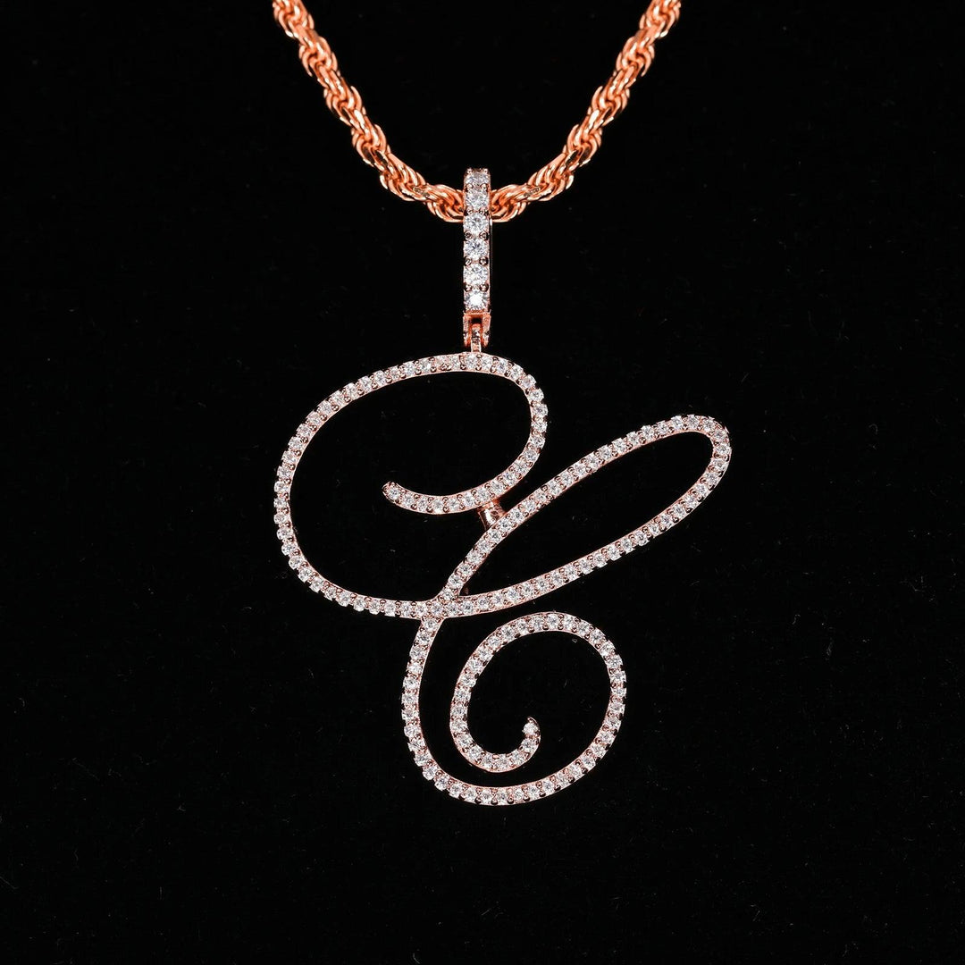 UltraLux™ Moissanite - Cursive Letter Pendant 'A - Z' - Ice Dazzle - UltraLux™ Moissanite - Pendant