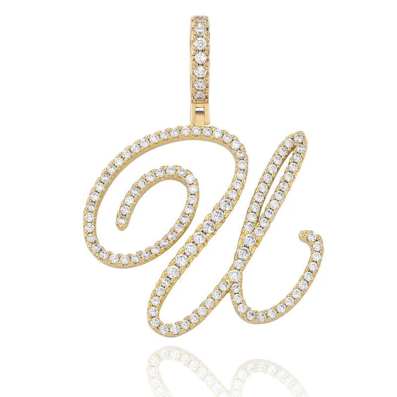 UltraLux™ Moissanite - Cursive Letter Pendant 'A - Z' - Ice Dazzle - UltraLux™ Moissanite - Pendant