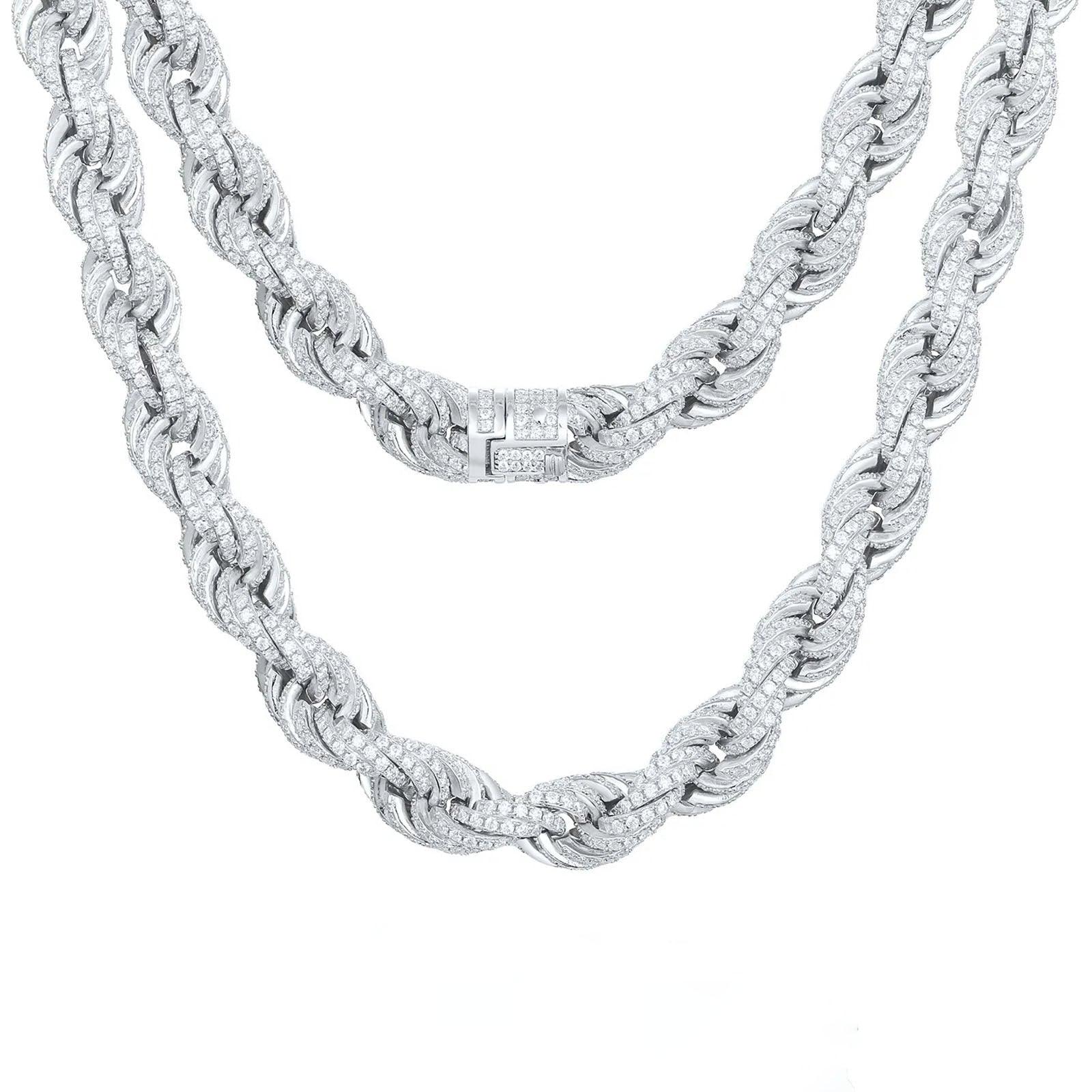 UltraLux™ Moissanite - 14mm Iced Rope Chain - Ice Dazzle