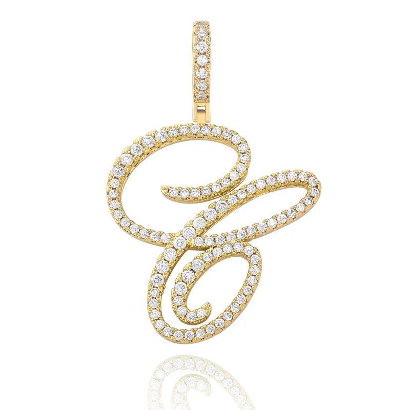 UltraLux™ Moissanite - Cursive Letter Pendant 'A-Z' - Ice Dazzle