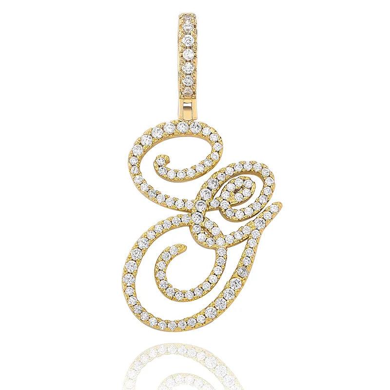 UltraLux™ Moissanite - Cursive Letter Pendant 'A-Z' - Ice Dazzle