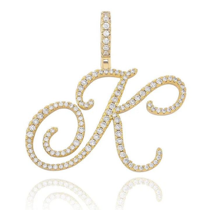 UltraLux™ Moissanite - Cursive Letter Pendant 'A-Z' - Ice Dazzle