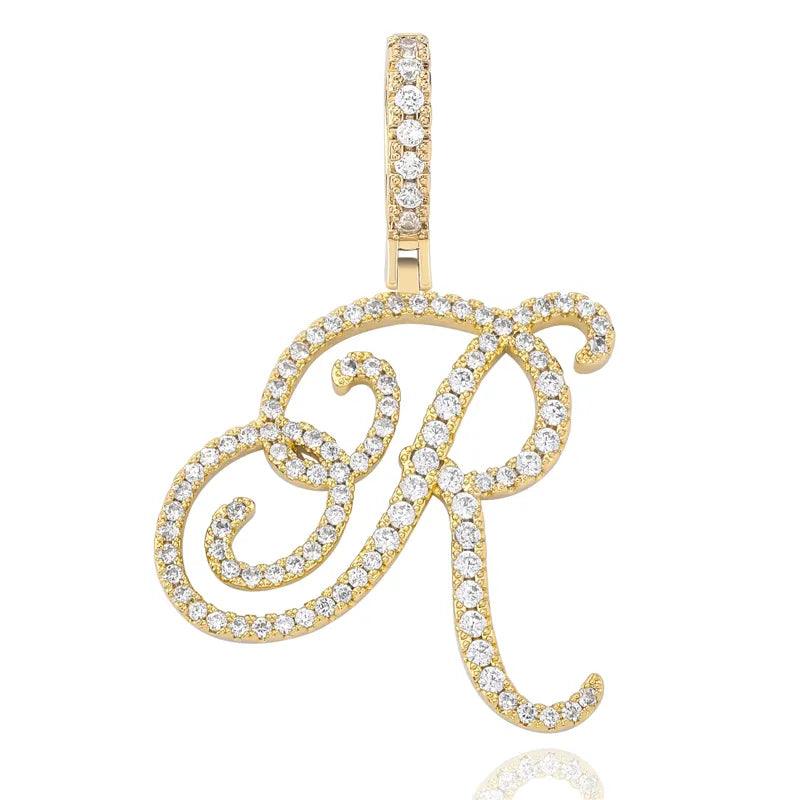 UltraLux™ Moissanite - Cursive Letter Pendant 'A-Z' - Ice Dazzle