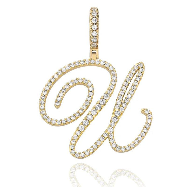 UltraLux™ Moissanite - Cursive Letter Pendant 'A-Z' - Ice Dazzle