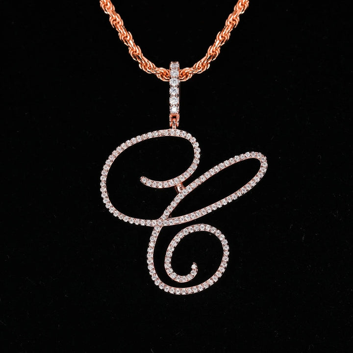 UltraLux™ Moissanite - Cursive Letter Pendant 'A-Z' - Ice Dazzle