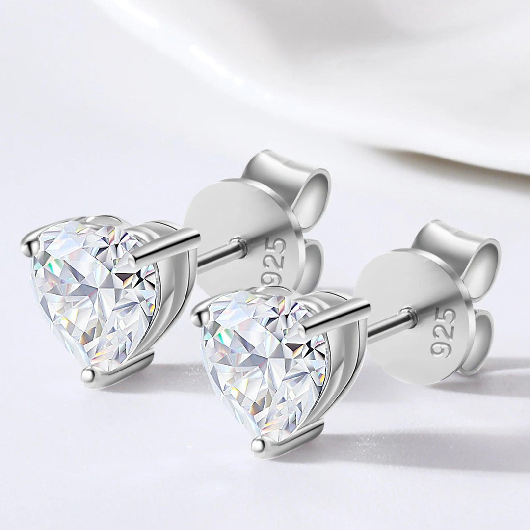 UltraLux™ Moissanite - Heart Cut Stud Earrings - Ice Dazzle