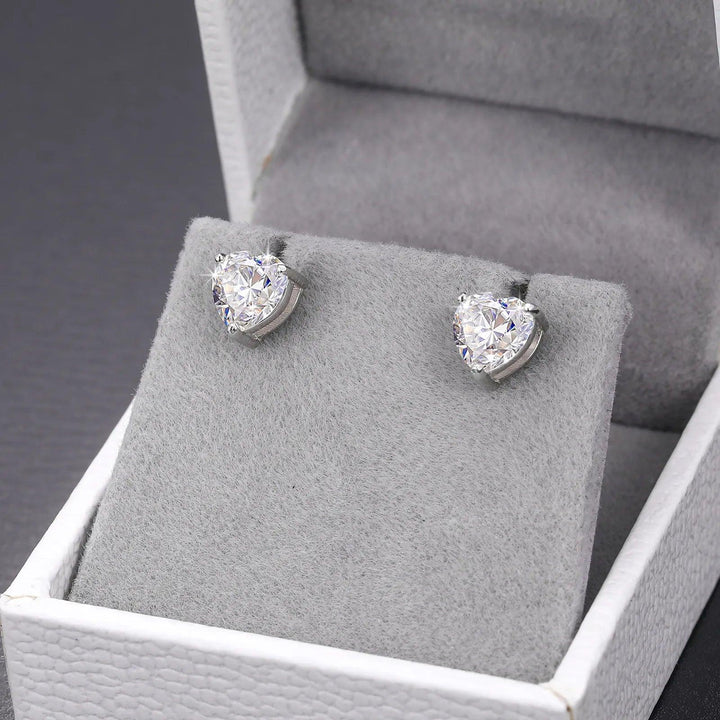 UltraLux™ Moissanite - Heart Cut Stud Earrings - Ice Dazzle