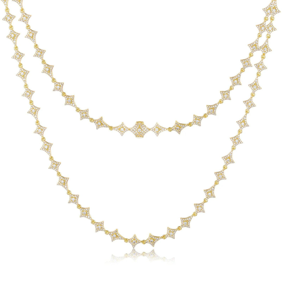 UltraLux™ Moissanite - Thistles & Thorns Necklace - Yellow Gold - Ice Dazzle