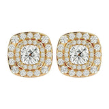 Ursa Cushion Stud Earrings - 14K Yellow Gold - Ice Dazzle - VVX™ Diamond - Solitaire Earrings