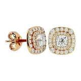 Ursa Cushion Stud Earrings - 14K Yellow Gold - Ice Dazzle - VVX™ Diamond - Solitaire Earrings