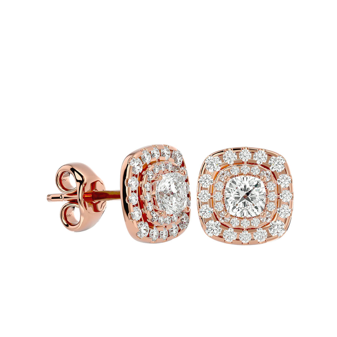 Ursa Cushion Stud Earrings - Rose Gold - Ice Dazzle - VVX™ Diamond - Solitaire Earrings