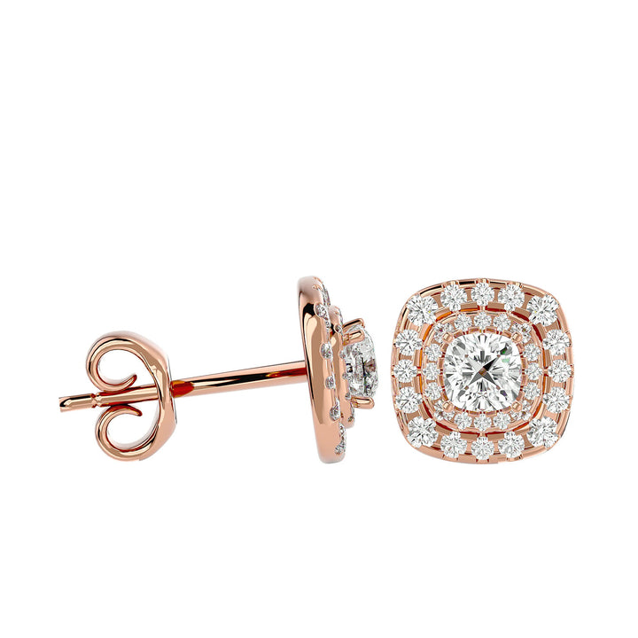 Ursa Cushion Stud Earrings - Rose Gold - Ice Dazzle - VVX™ Diamond - Solitaire Earrings