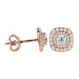 Ursa Cushion Stud Earrings - Rose Gold - Ice Dazzle - VVX™ Diamond - Solitaire Earrings