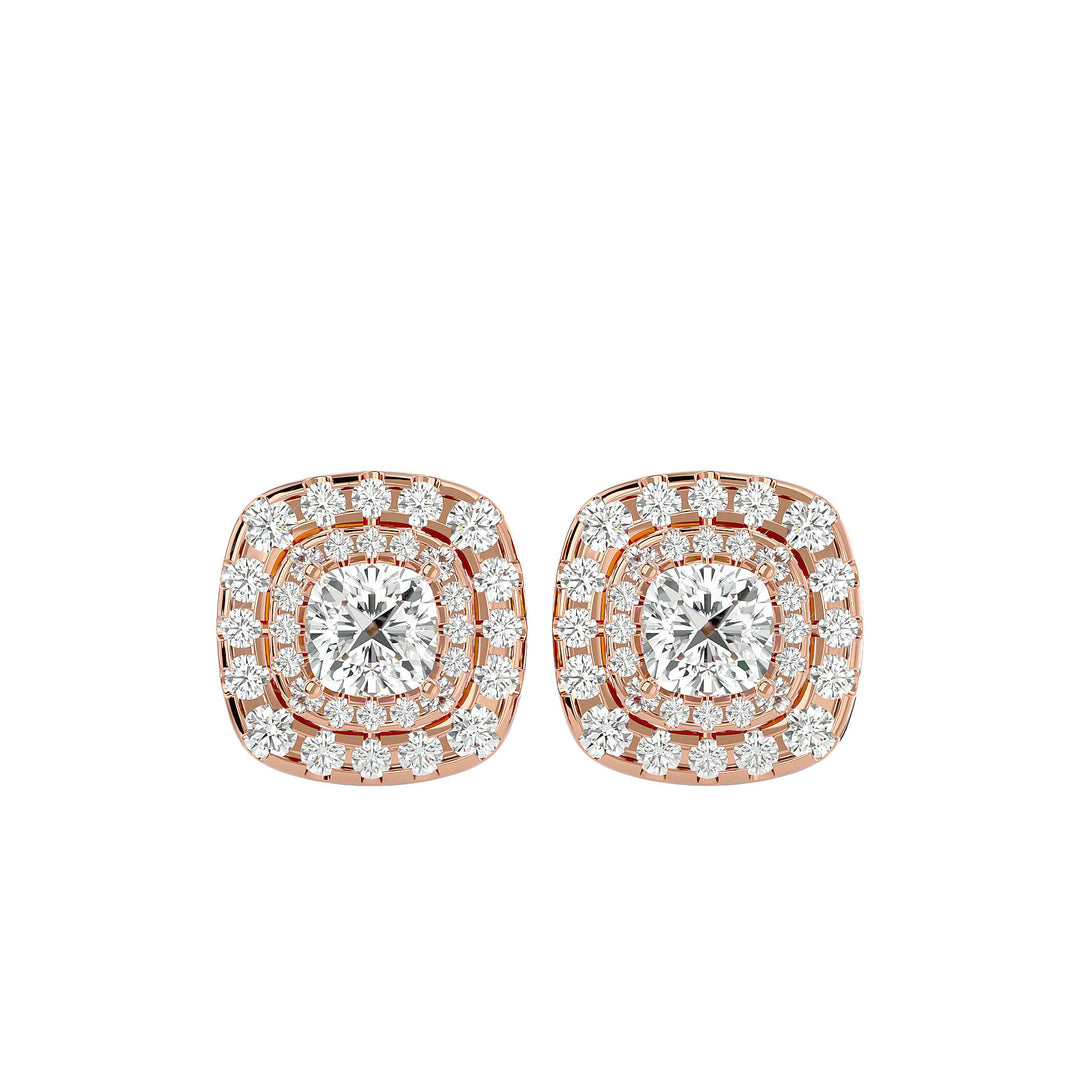 Ursa Cushion Stud Earrings - Rose Gold - Ice Dazzle - VVX™ Diamond - Solitaire Earrings
