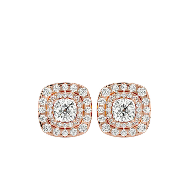 Ursa Cushion Stud Earrings - Rose Gold - Ice Dazzle - VVX™ Diamond - Solitaire Earrings
