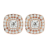 Ursa Cushion Stud Earrings - Rose Gold - Ice Dazzle - VVX™ Diamond - Solitaire Earrings