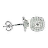 Ursa Cushion Stud Earrings - White Gold - Ice Dazzle - VVX™ Diamond - Solitaire Earrings