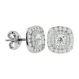 Ursa Cushion Stud Earrings - White Gold - Ice Dazzle - VVX™ Diamond - Solitaire Earrings