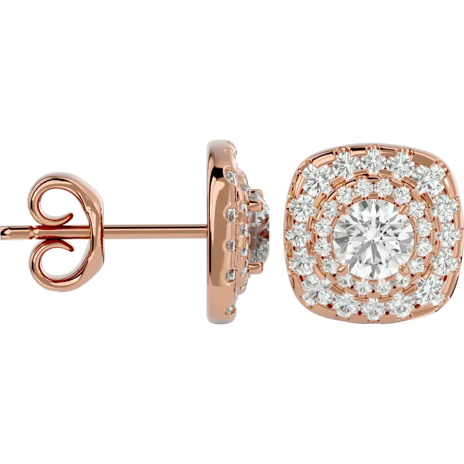 Ursa Round Stud Earrings - Rose Gold - Ice Dazzle - VVX™ Diamond - Solitaire Earrings