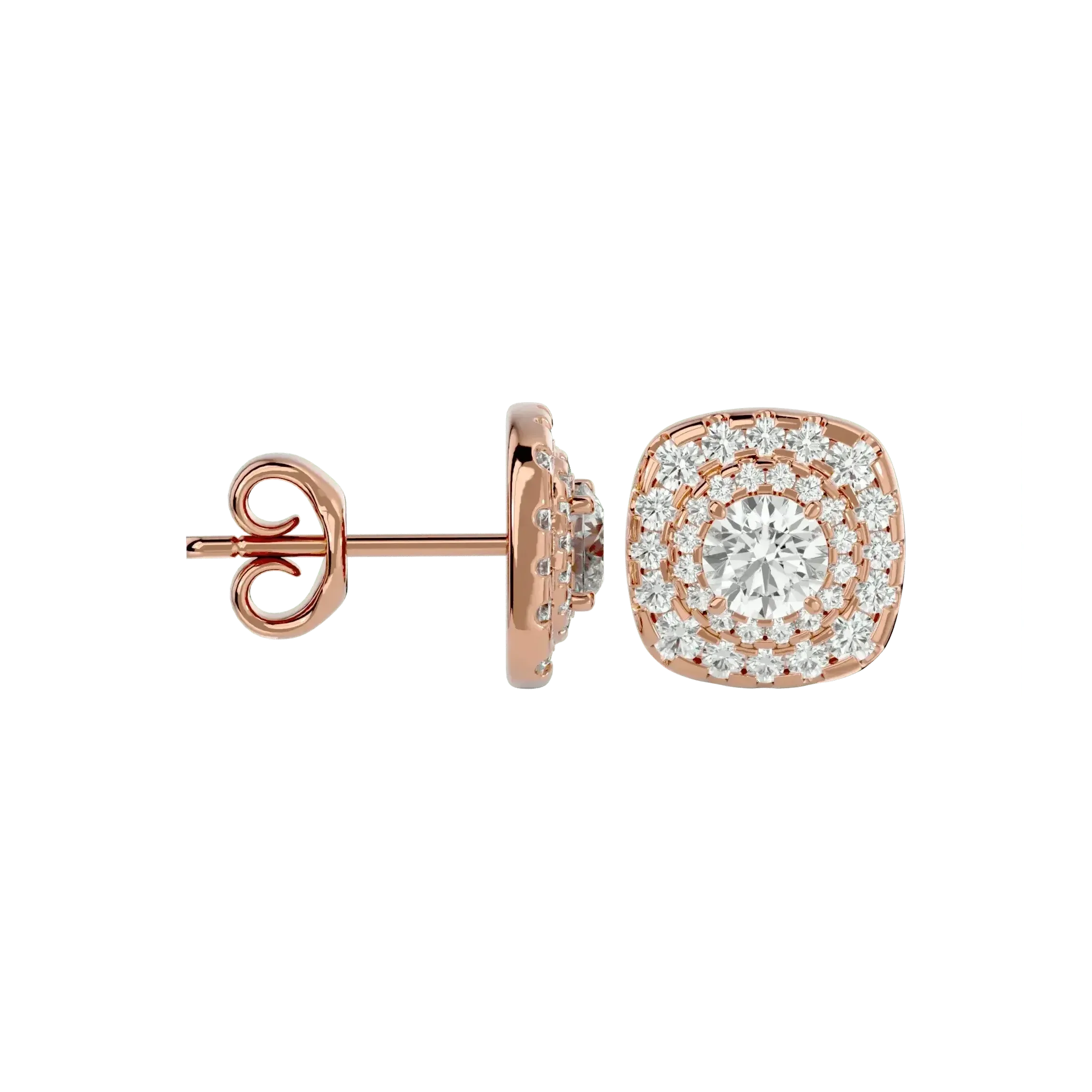 Ursa Round Stud Earrings - Rose Gold - Ice Dazzle - VVX™ Diamond - Solitaire Earrings