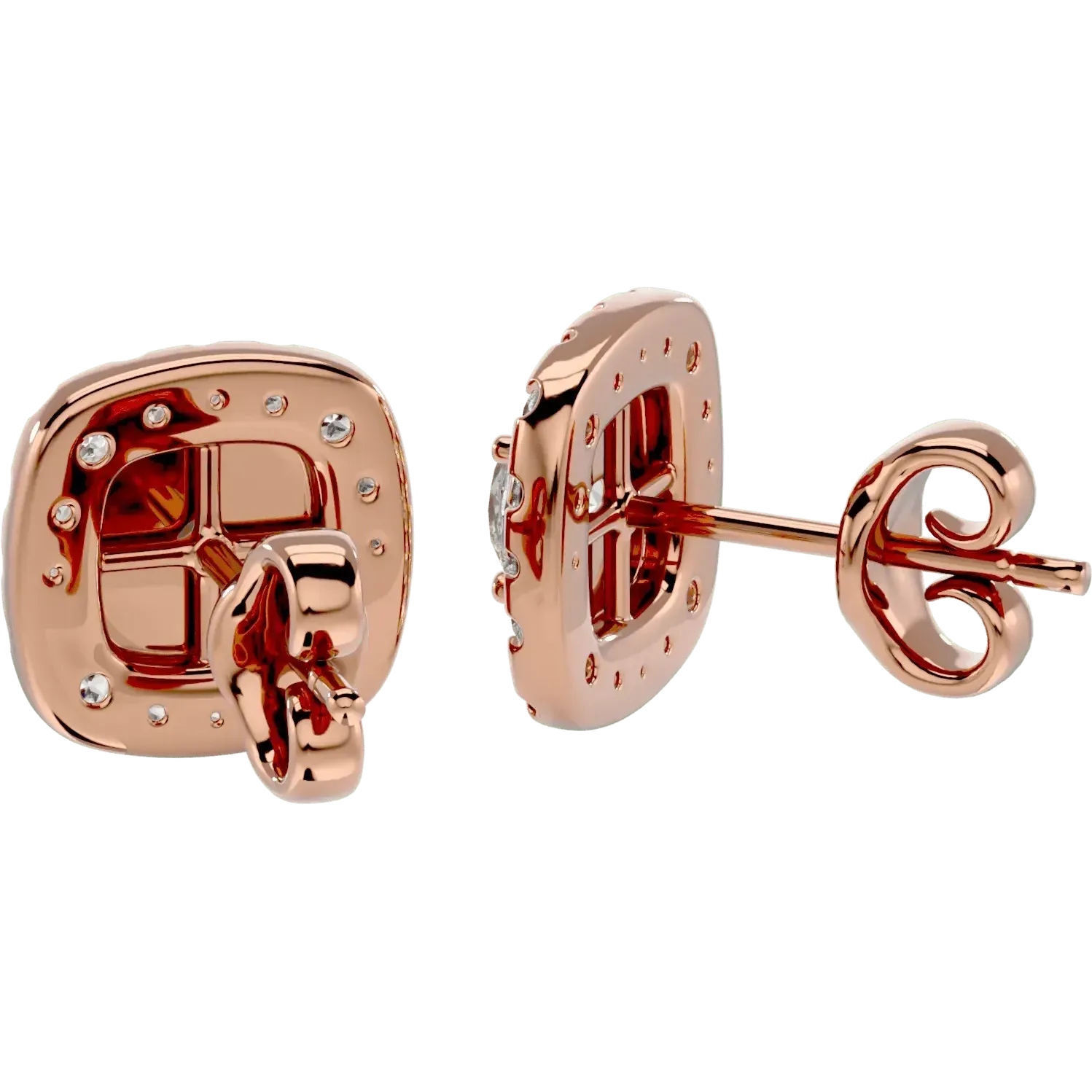 Ursa Round Stud Earrings - Rose Gold - Ice Dazzle - VVX™ Diamond - Solitaire Earrings