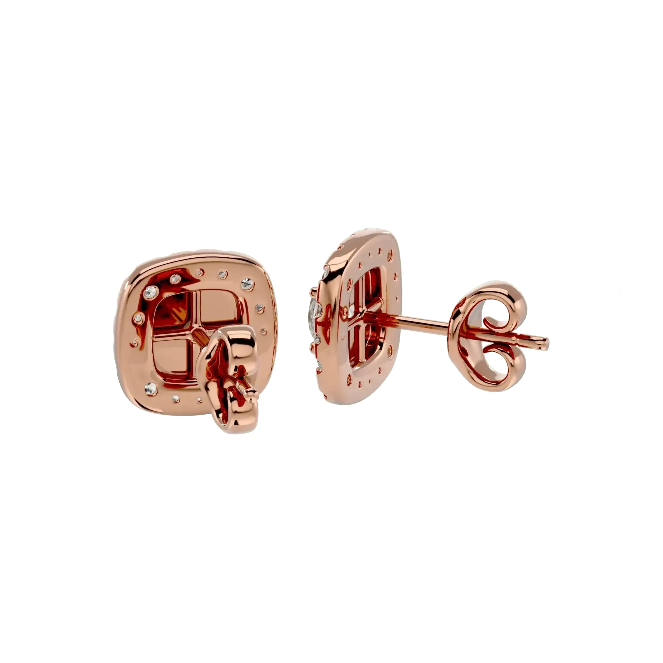 Ursa Round Stud Earrings - Rose Gold - Ice Dazzle - VVX™ Diamond - Solitaire Earrings