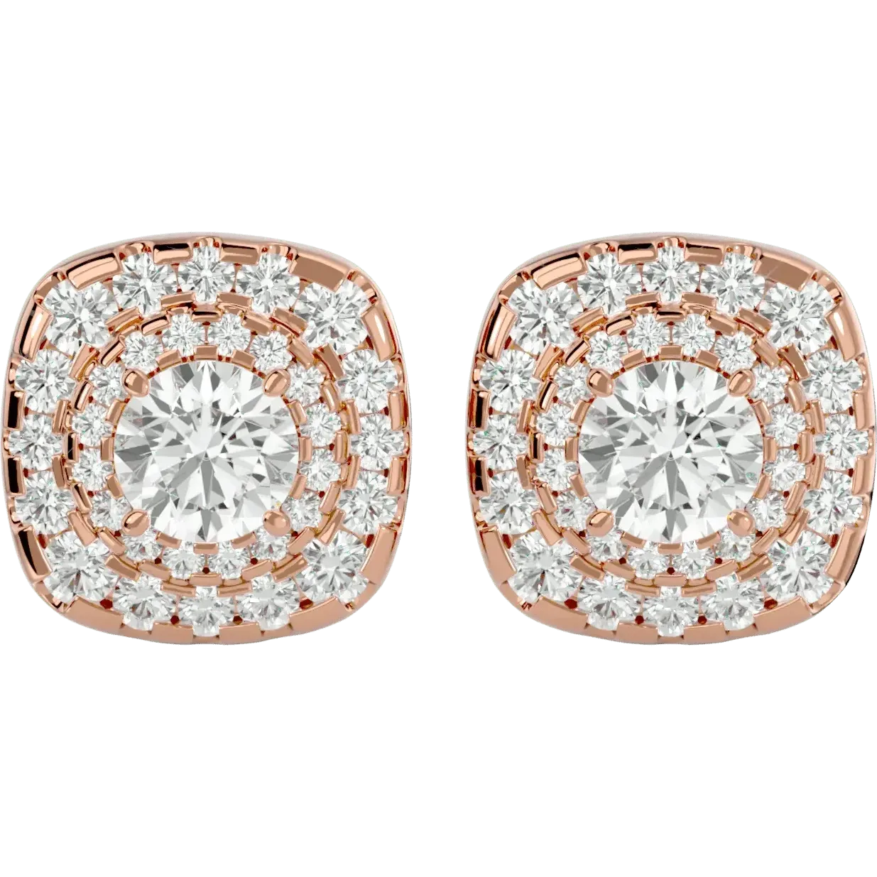 Ursa Round Stud Earrings - Rose Gold - Ice Dazzle - VVX™ Diamond - Solitaire Earrings
