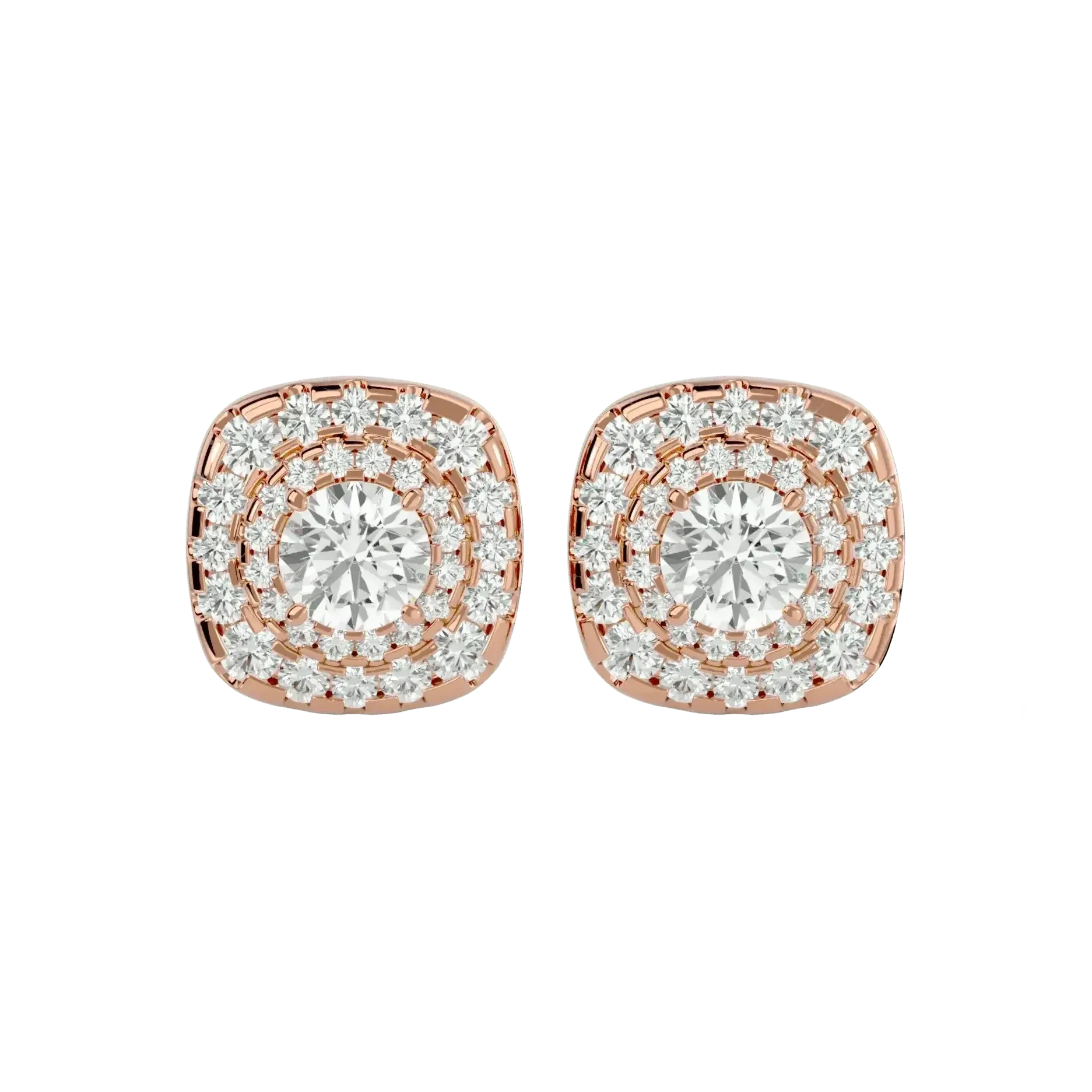 Ursa Round Stud Earrings - Rose Gold - Ice Dazzle - VVX™ Diamond - Solitaire Earrings