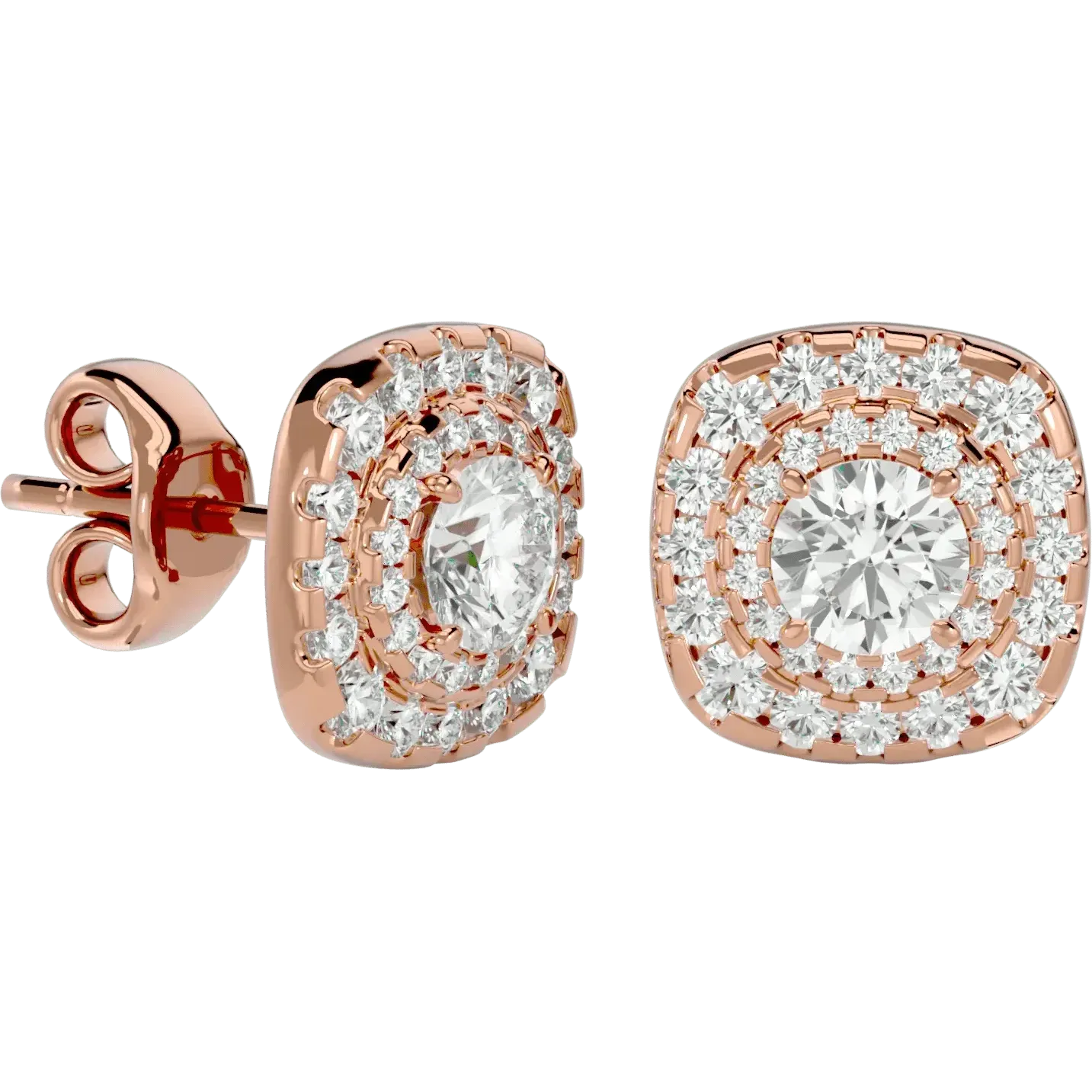 Ursa Round Stud Earrings - Rose Gold - Ice Dazzle - VVX™ Diamond - Solitaire Earrings