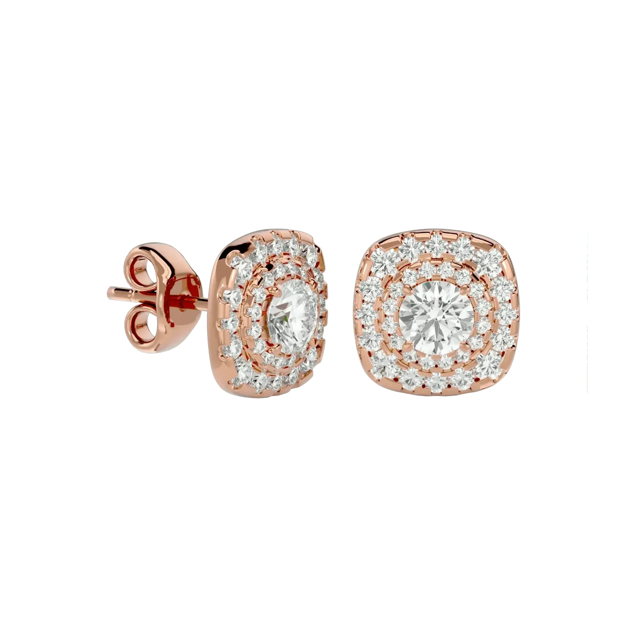 Ursa Round Stud Earrings - Rose Gold - Ice Dazzle - VVX™ Diamond - Solitaire Earrings