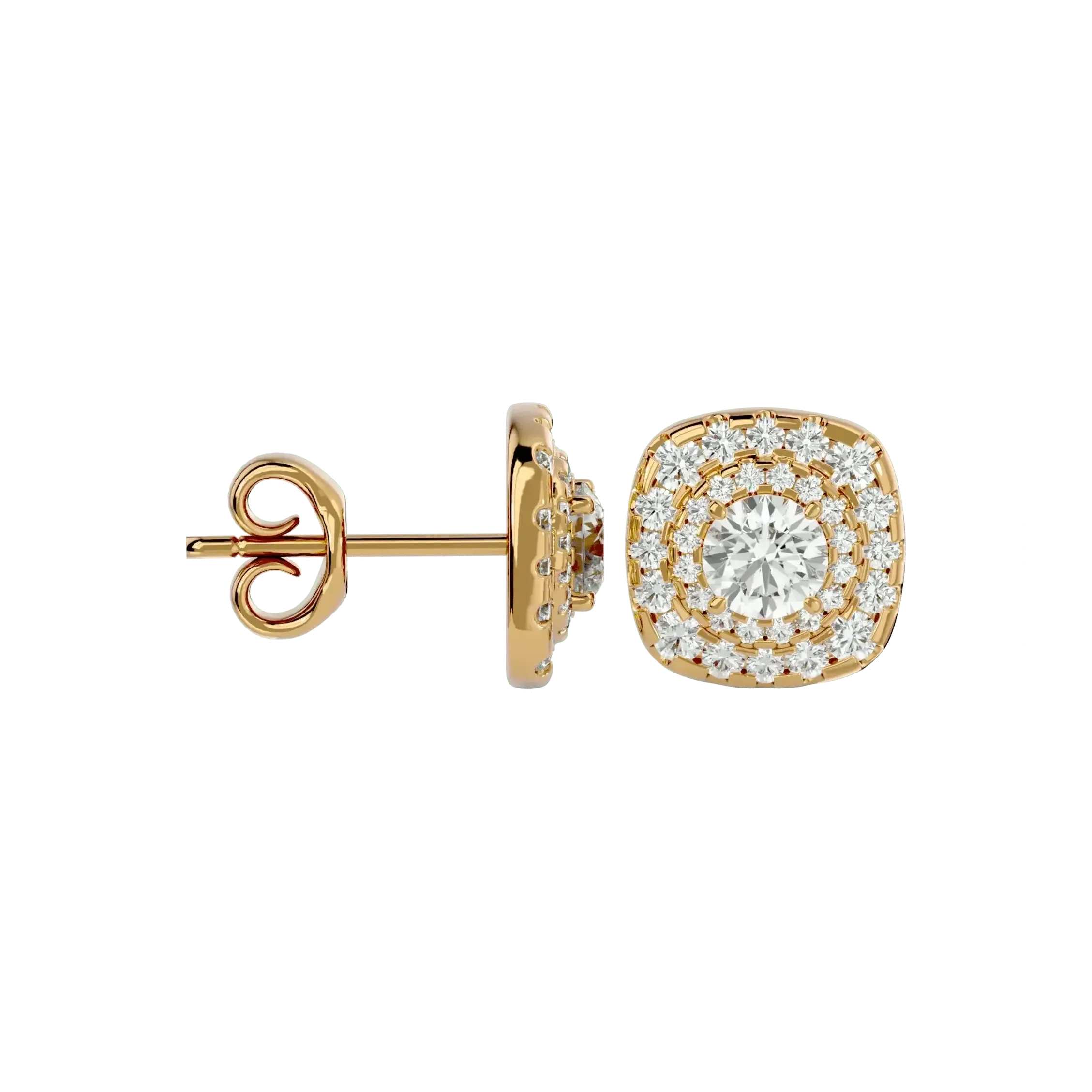 Ursa Round Stud Earrings - Yellow Gold - Ice Dazzle - VVX™ Diamond - Solitaire Earrings
